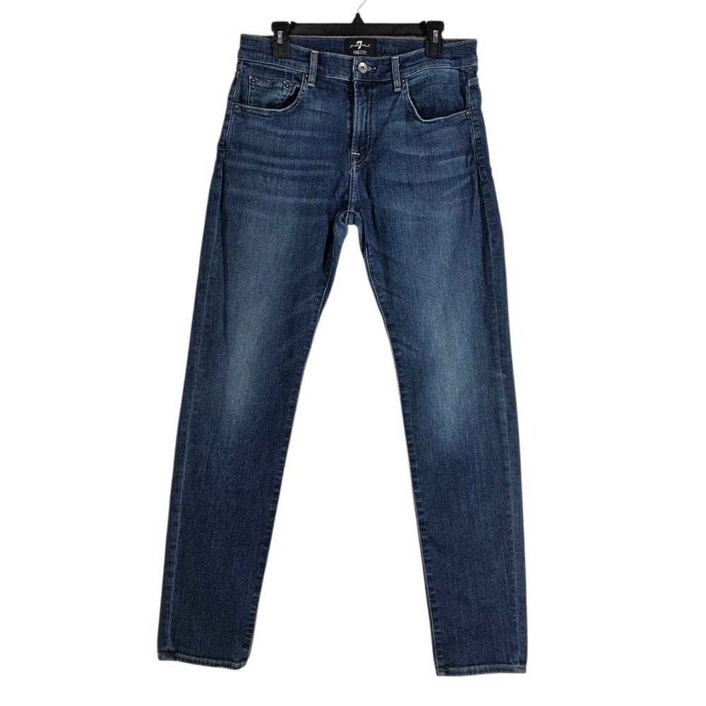 7 For All Mankind Luxe Sport Ryley Men 33x33 Blue Slim Tapered Stretch Whiskered